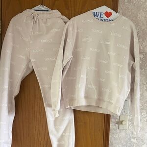 Neutral 'Lounge' Logo Sweatshirt & Joggers Set